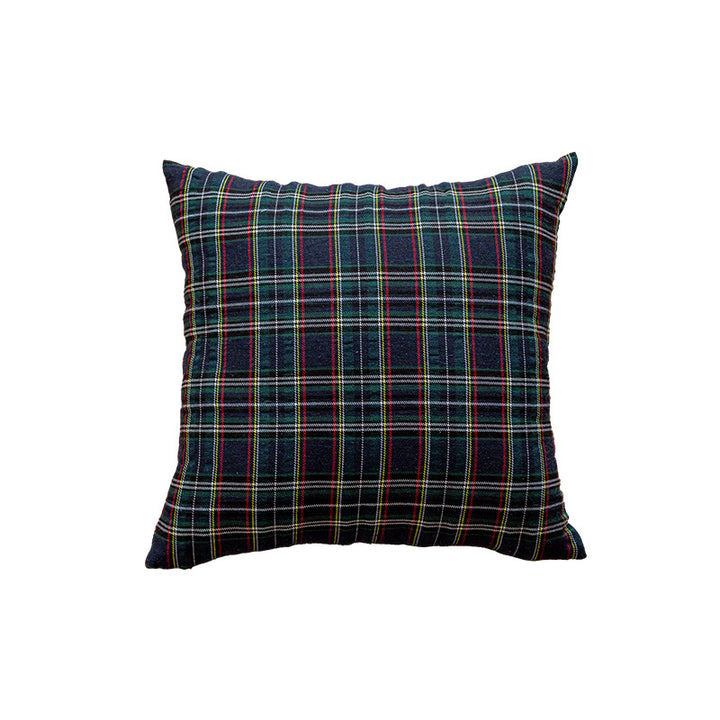 Square Plaid Flannel Cushion Cover with Brushed Cotton Exterior and Removable Insert
