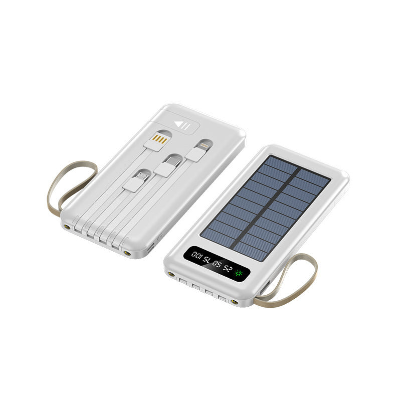 Portable solar power bank with integrated multifunction charging cable and digital display Stornfield
