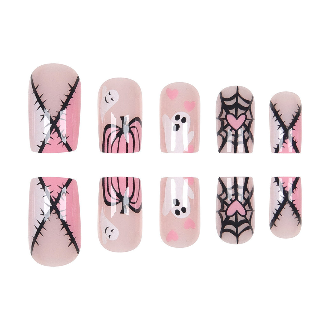 Haunted Ghost-Theme Press-On Nail Art Stornfield