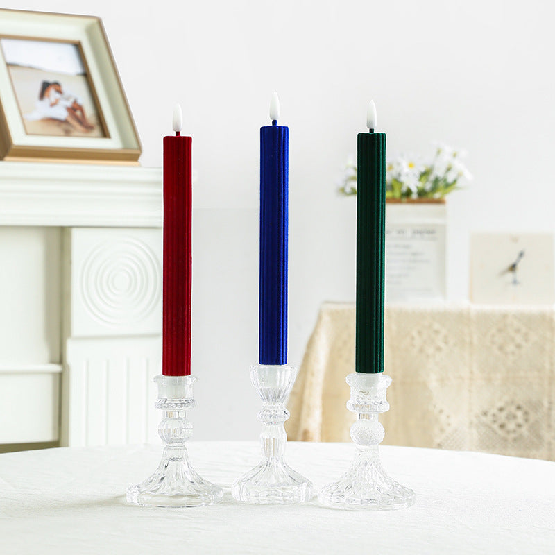 Hand-Poured Ribbed Slow-Burn Dinner Taper Candle Set for Centerpiece Decor