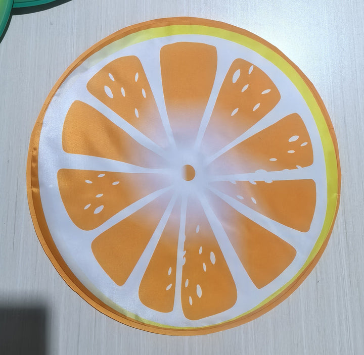 Unisex nano round beach towel made of microfiber with citrus slice pattern and sand-free design Stornfield