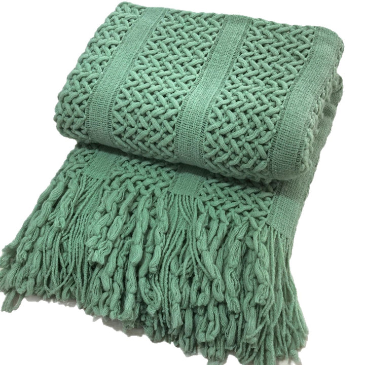 Handcrafted Textured Knit Throw Blanket Stornfield