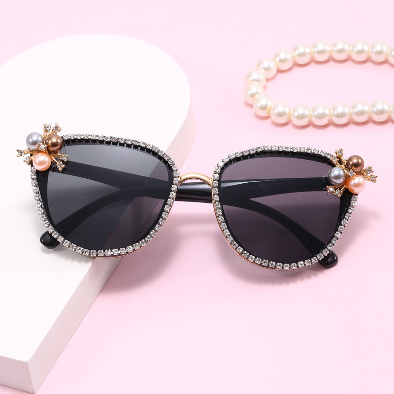 Ladies glamorous sunglasses with pearl and crystal decoration Stornfield