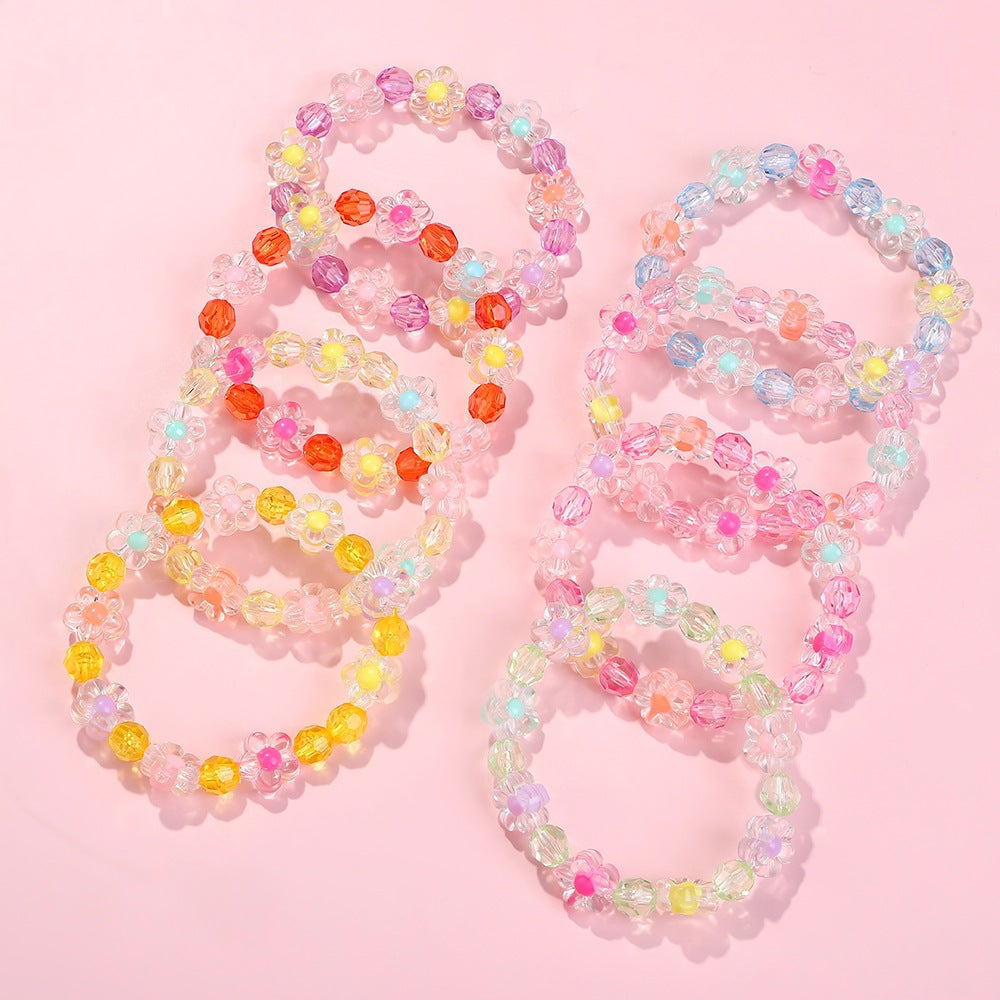 Friendship bracelet with colorful flower motifs Stornfield