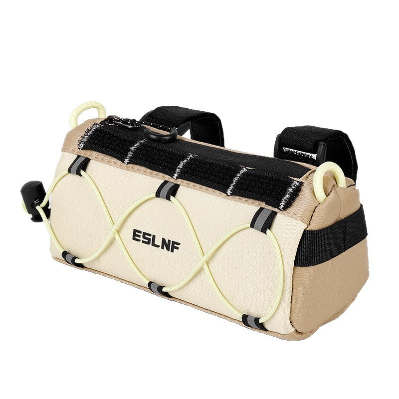 compact cylindrical handlebar bag with elastic bungee and universal Velcro mount Stornfield