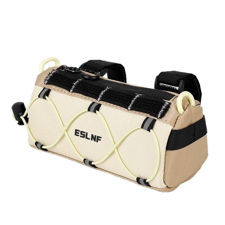 compact cylindrical handlebar bag with elastic bungee and universal Velcro mount Stornfield