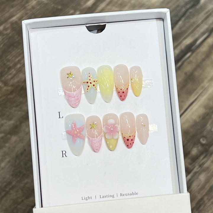 Summer-Inspired Press-On Nail Art Set Stornfield