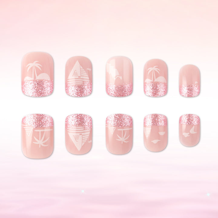 Tropical Beach-Themed Nail Art Design Stornfield