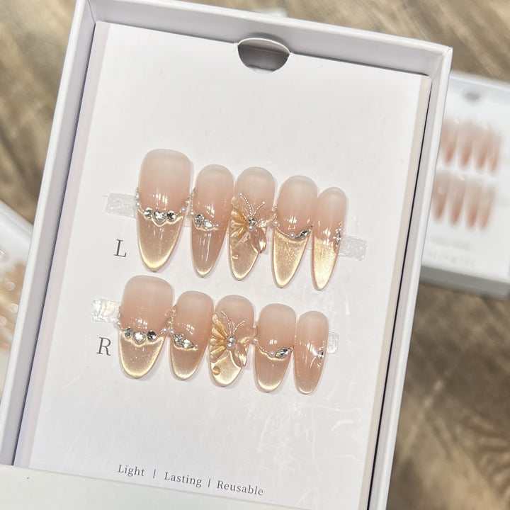 Elegant Butterfly-Accent Press-On Nail Set Stornfield