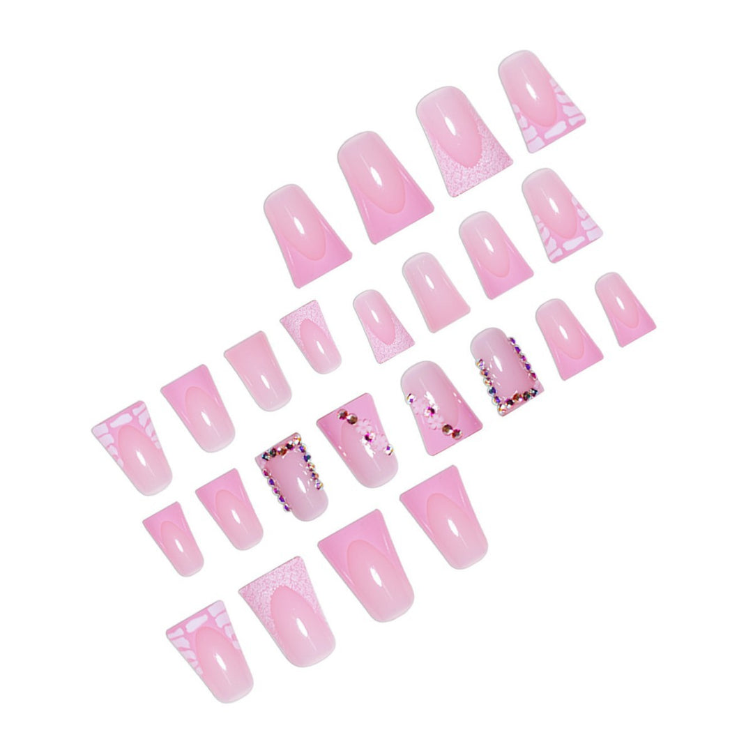 Glamorous Acrylic Press-On Nail Extensions with Decorative Rhinestones Stornfield