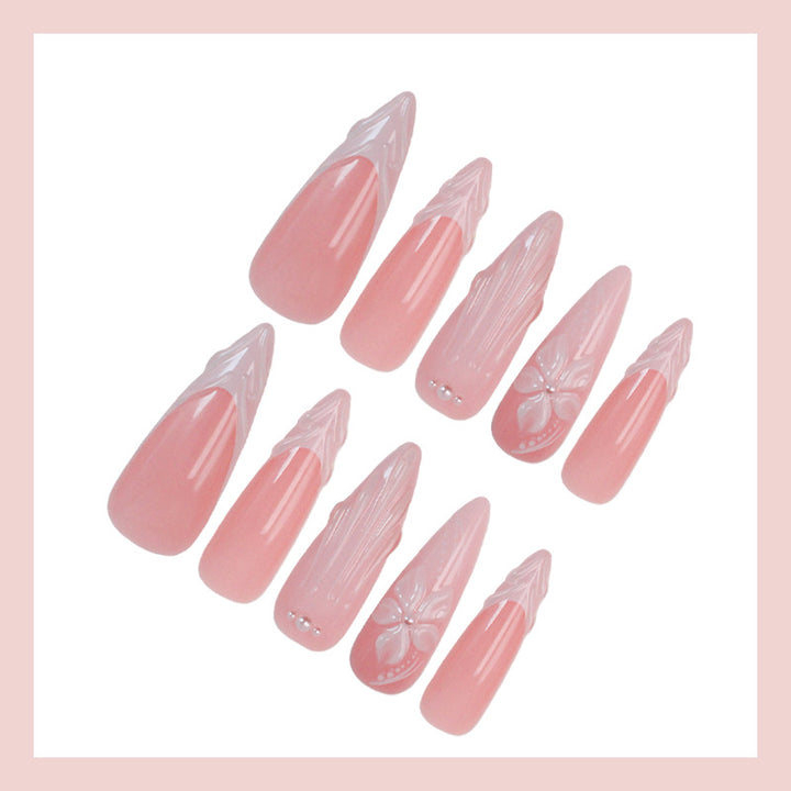 Artificial nail set with elegant 3D flower decorations Stornfield