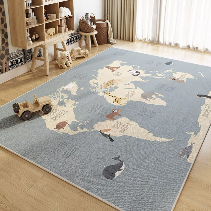 Children's Playful Cat-Themed Area Rug Stornfield