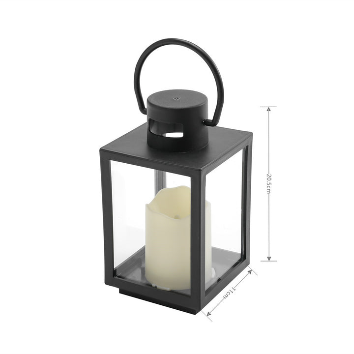 Portable Rectangular Metal Frame Glass-Panel LED Flameless Candle Lantern Stornfield