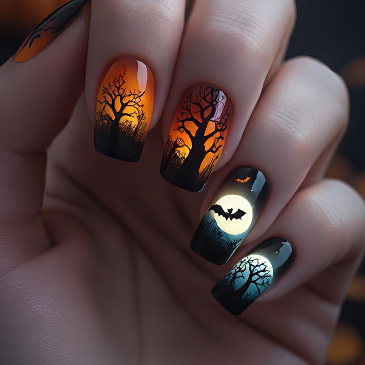 Artificial nails with autumnal creepy design Stornfield