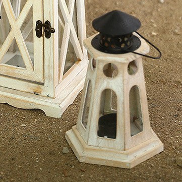 Handcrafted Hexagonal Wooden Lighthouse Tea Light Lantern Stornfield