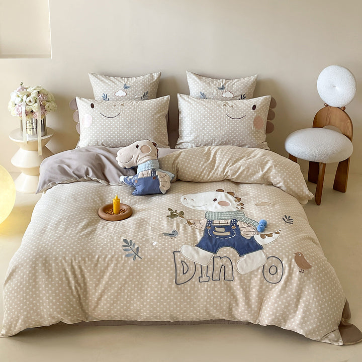 Children's Cotton Duvet Cover Set with 3D Rabbit Appliqué and Ear Pillow Shams