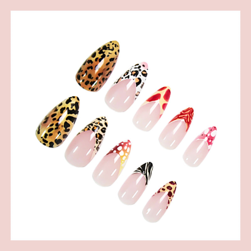 Acrylic nail set with elegant animal and geometric designs Stornfield