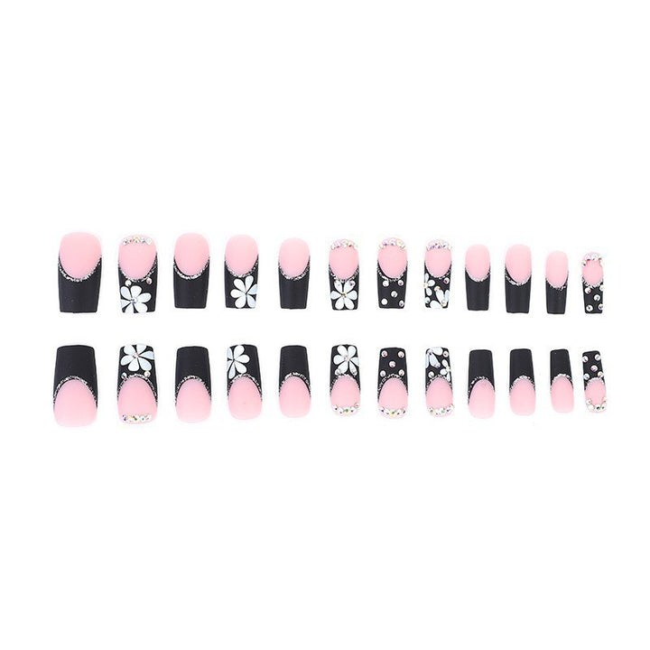 Glamorous Floral and Rhinestone Nail Art Set