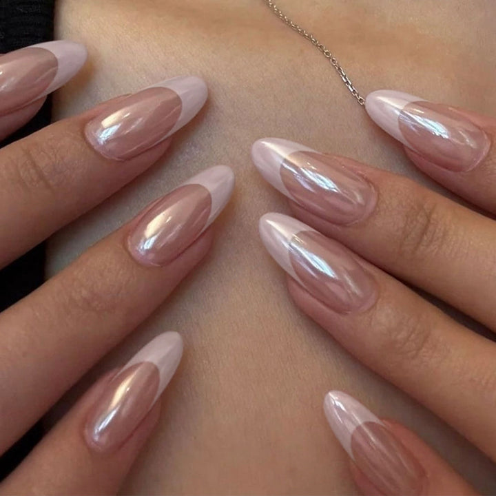 Acrylic nail set with elegant pointed shapes and glossy accents Stornfield
