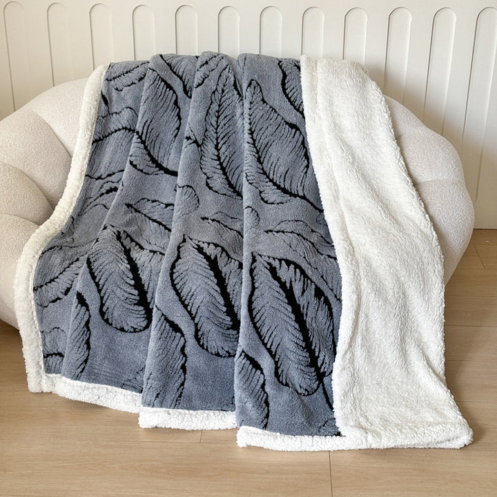 Plush Leaf Pattern Throw Blanket