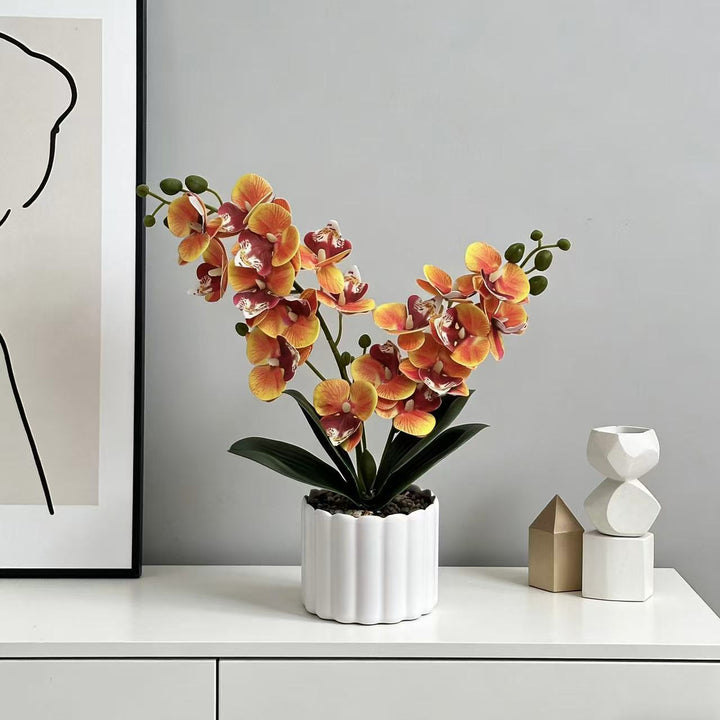 Elegant Artificial Orchid Plant Arrangement for Indoor Decor