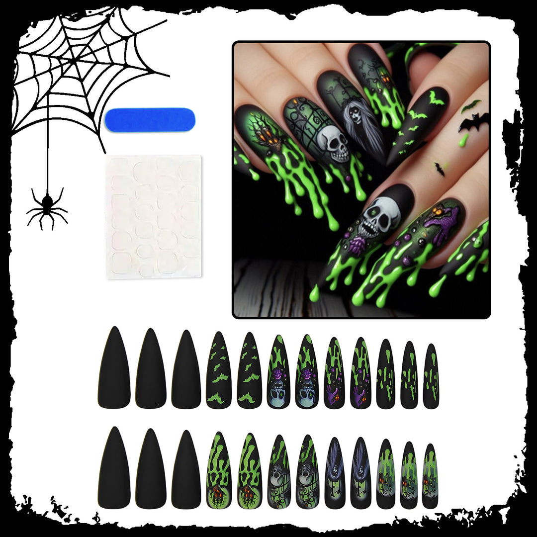 Artificial Halloween art nails with creative ghost and spider designs Stornfield