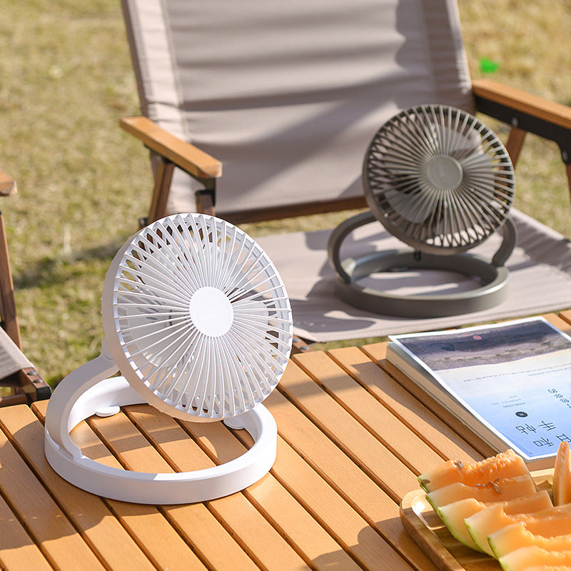 Unisex rechargeable table fan with foldable stand, adjustable angle, and silent DC motor Stornfield