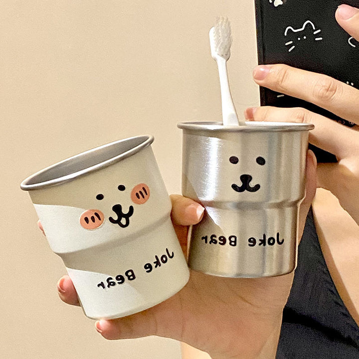Stainless Steel Drinking Cup with Humorous Bear Motif Stornfield
