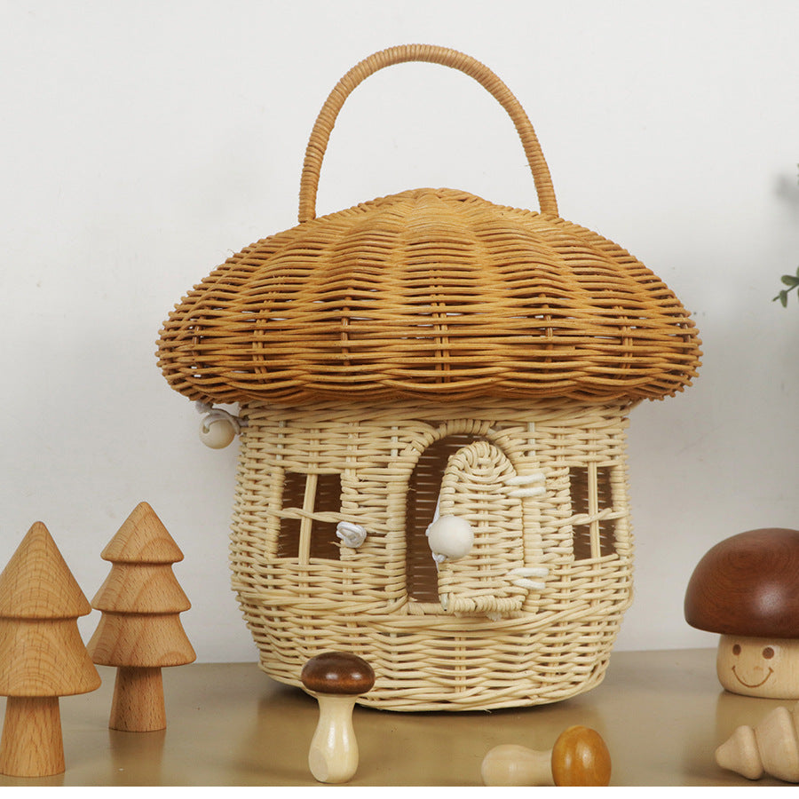 Whimsical Mushroom-Shaped Woven Storage Basket Stornfield