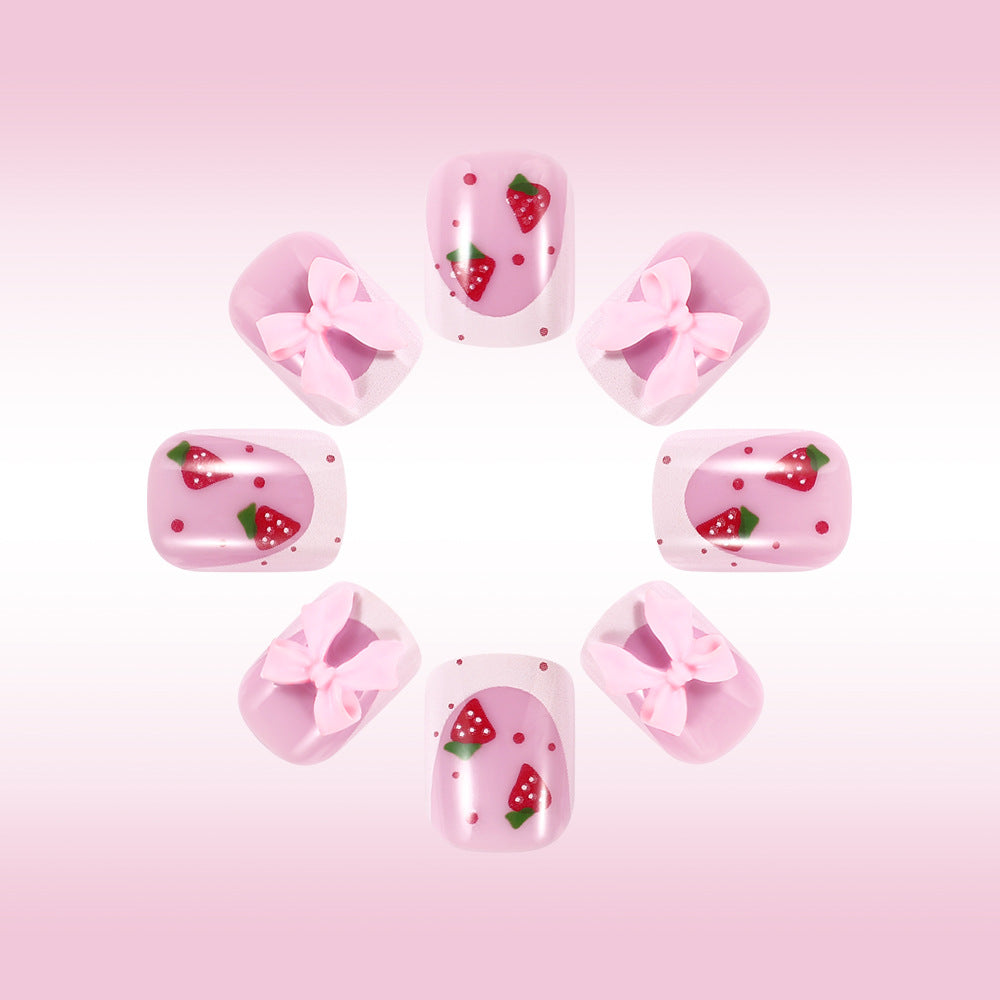 Decorative Strawberry-Themed Press-On Nail Art Stornfield