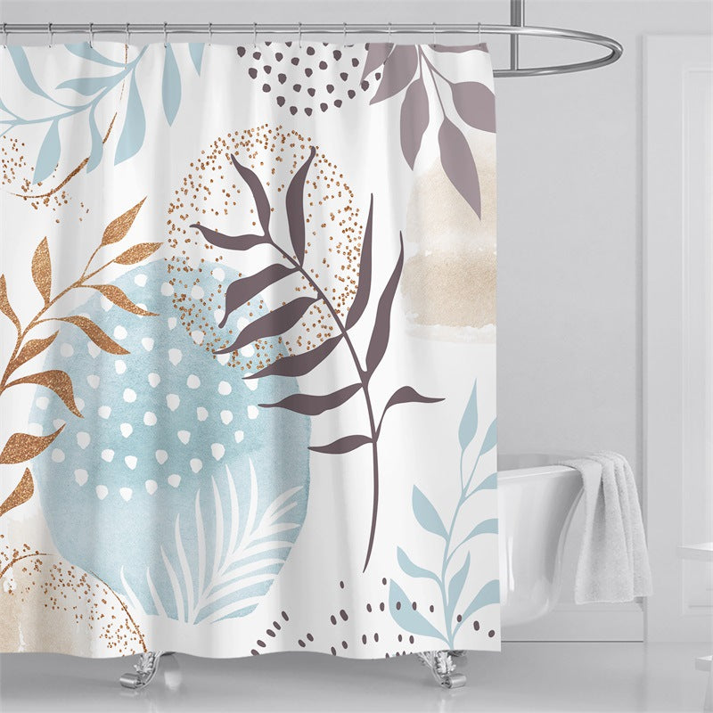 Tropical Leaf Print Shower Curtain Stornfield