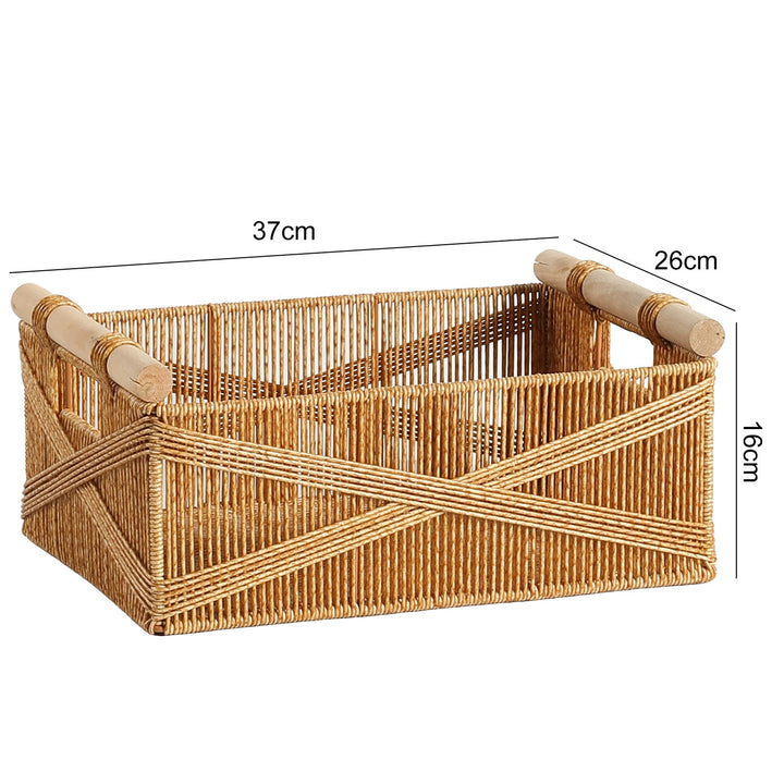 Unisex Functional Storage Basket with Ergonomic Wooden Handles Stornfield