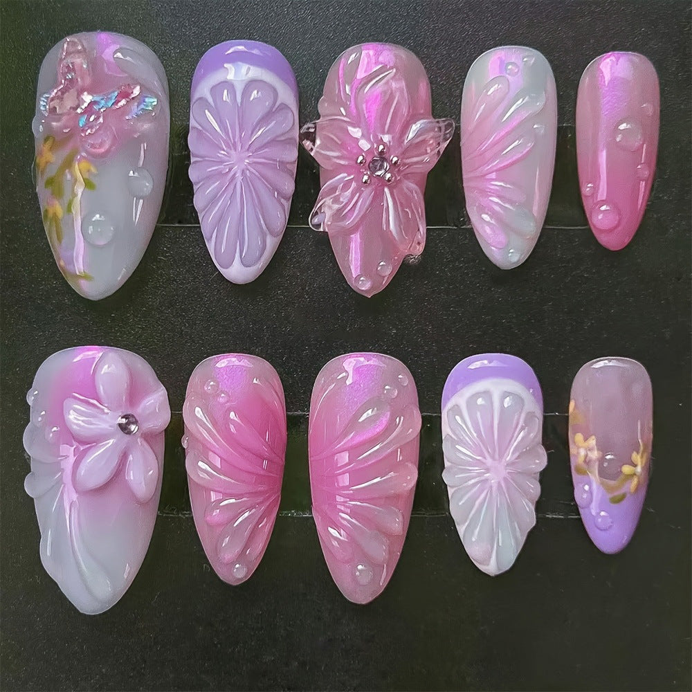 Elegant Artificial Nails with Botanical Designs Stornfield