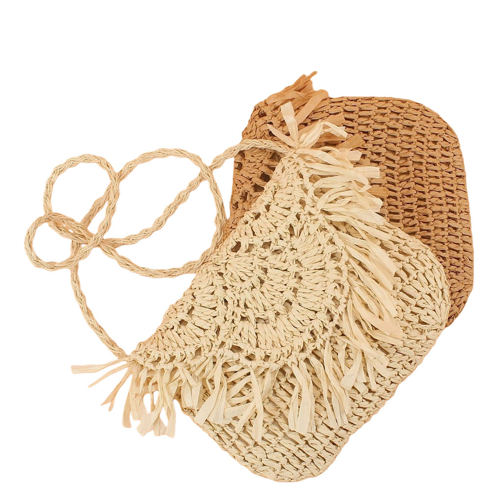 Handmade handbag with fringes Made from natural material Stornfield