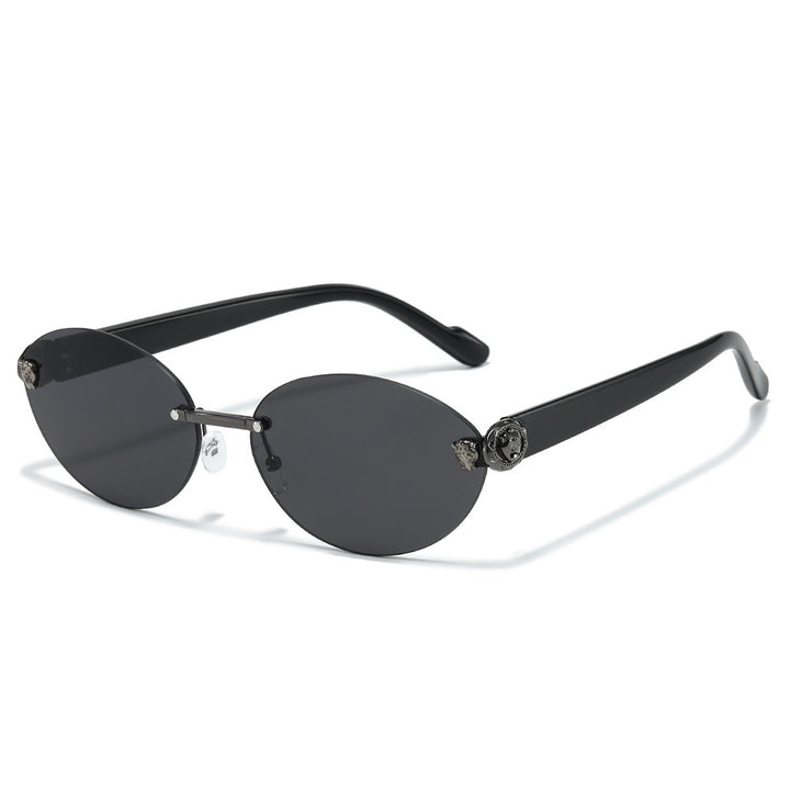 Designer Oval Frame Sunglasses with Decorative Accents Stornfield