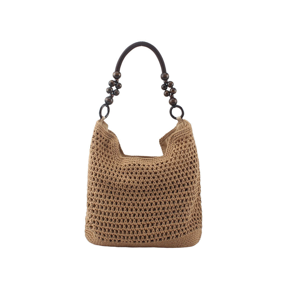 Shoulder bag with ornate wooden handles Stornfield