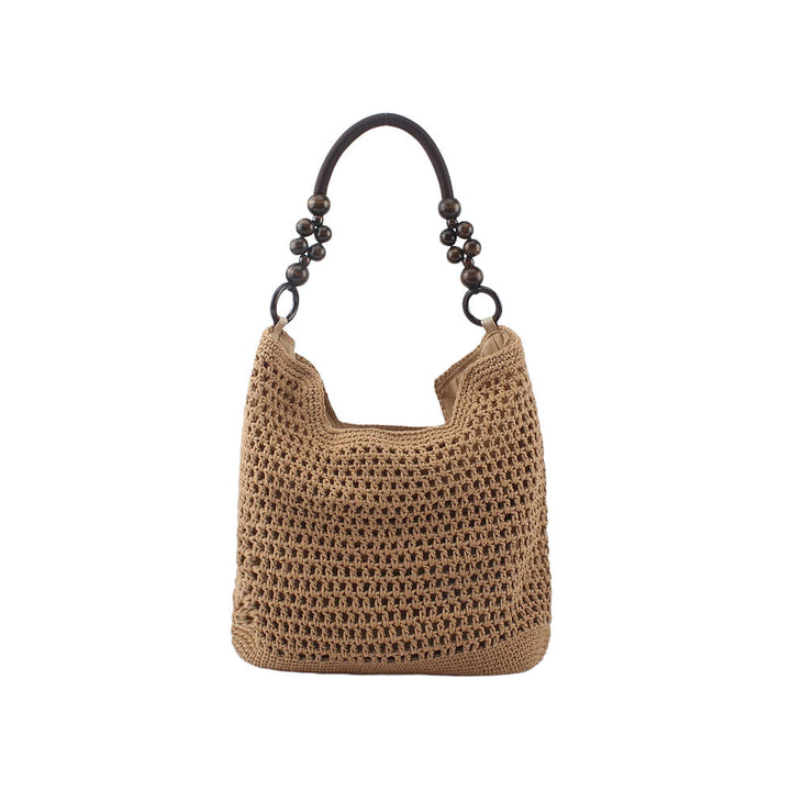Shoulder bag with ornate wooden handles Stornfield