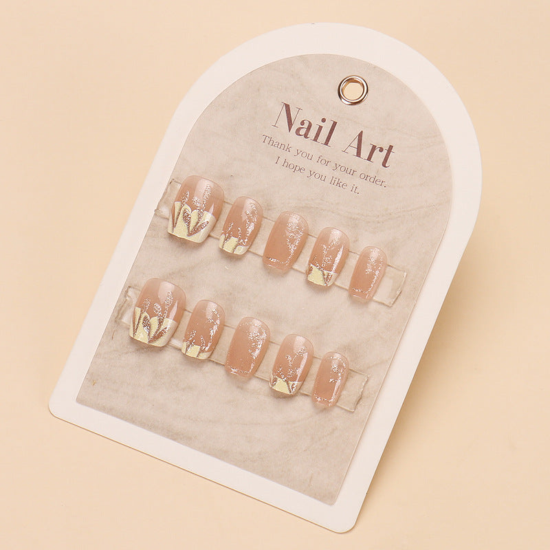 Decorative Press-On Nail Set with Floral and Metallic Accents Stornfield