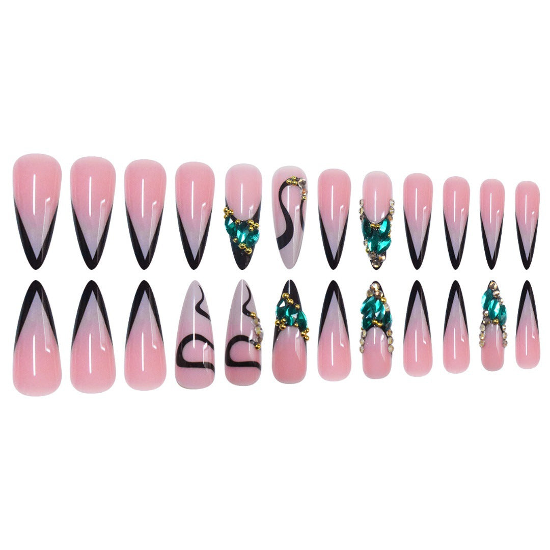 Rhinestone-Embellished Stiletto Nail Art Extensions Stornfield
