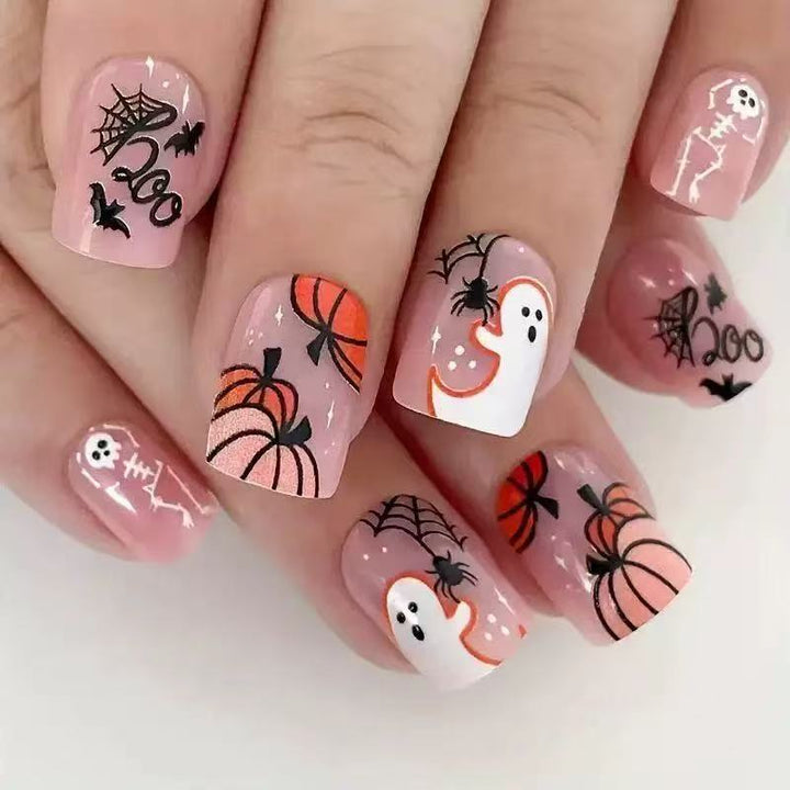 Halloween Artificial Nail Set with Creepy 3D Designs and Spider Decorations Stornfield