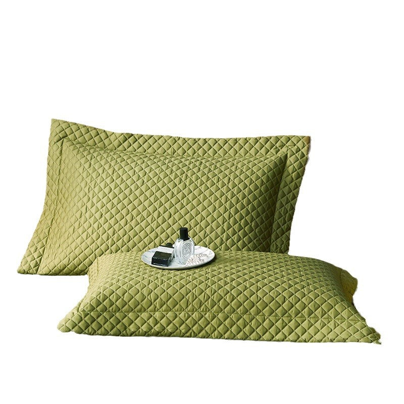 Quilted Diamond Bedspread Set with Ruffled Edge and Matching Pillow Shams