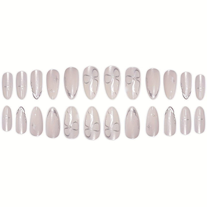 Elegant Press-On Nail Art with Floral Accents Stornfield