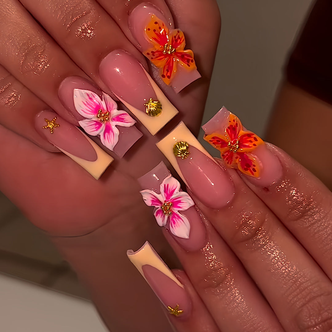 Artistic Floral Luxury Press-On Nails Stornfield