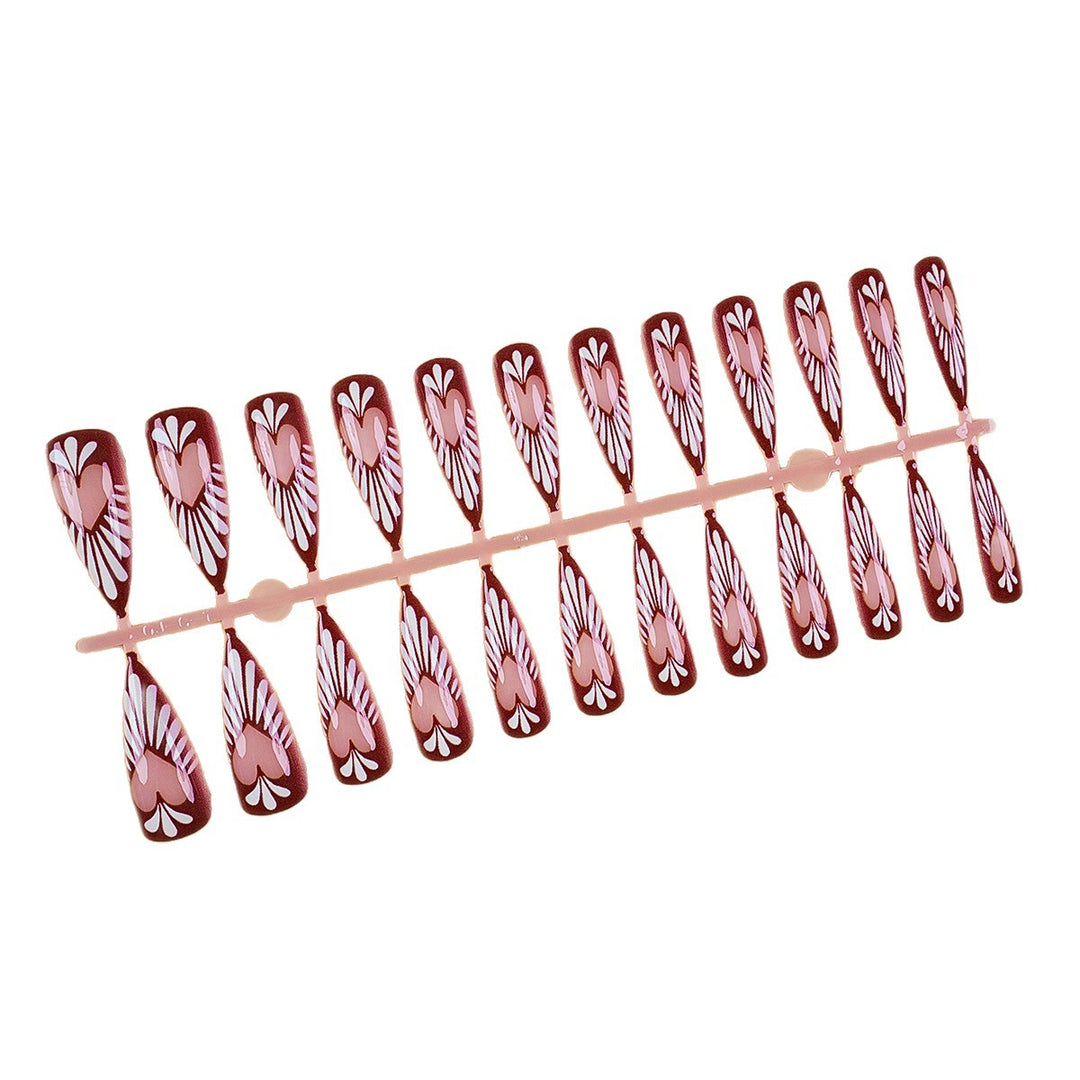 Heart-Inspired Press-On Nail Art Extensions