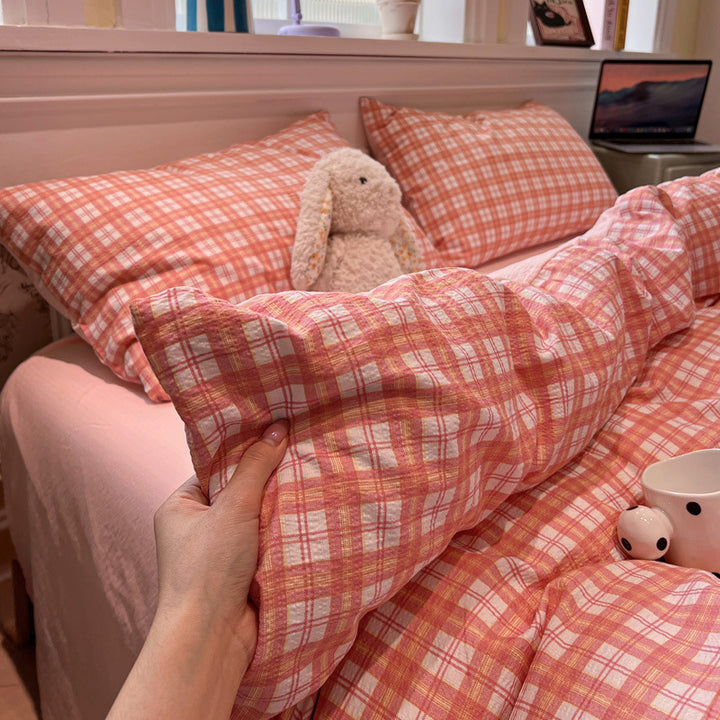 Cozy Plaid Cotton Bedding Set