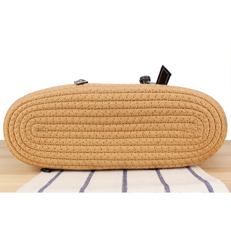 Elegant Beach Bag Made of Woven Natural Material with Stylish Leather Accents Stornfield