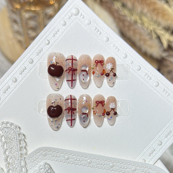 Winter-Themed Press-On Nail Art Set Stornfield