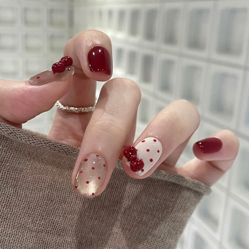 Decorative Cherry-Themed Press-On Nail Set Stornfield