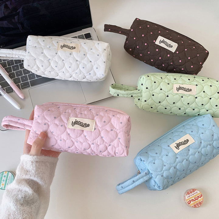 Quilted Heart-Shaped Pencil Case Stornfield