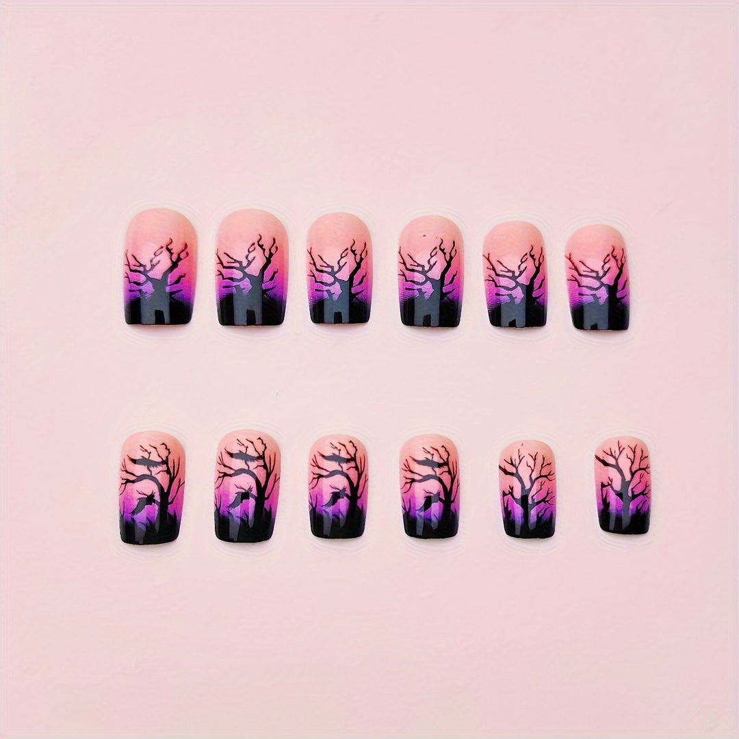 Creative nail art with mystical autumn forest design Stornfield